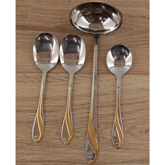 Set of 4 Edelstahl Rostfrei 18/10 Stainless Steel Serving Spoons – Silverware - Picture 2 of 4